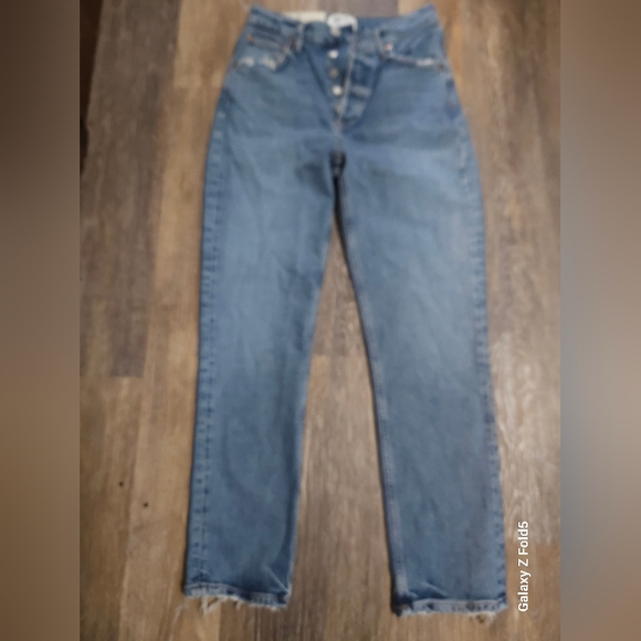 Agolde RILEY HIGH RISE STRAIGHT CROP  Button Fly Size 24 NWT - Picture 3 of 7